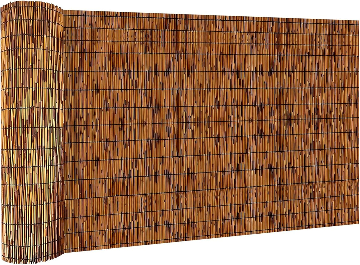Bamboo Reed Fencing, Light Russet Bamboo Fence Rolls 3 Feet High, Decorative Reed Curtains Privacy Screen Outdoor for Patio Balcony Garden Backyard, 3 x 16 FT