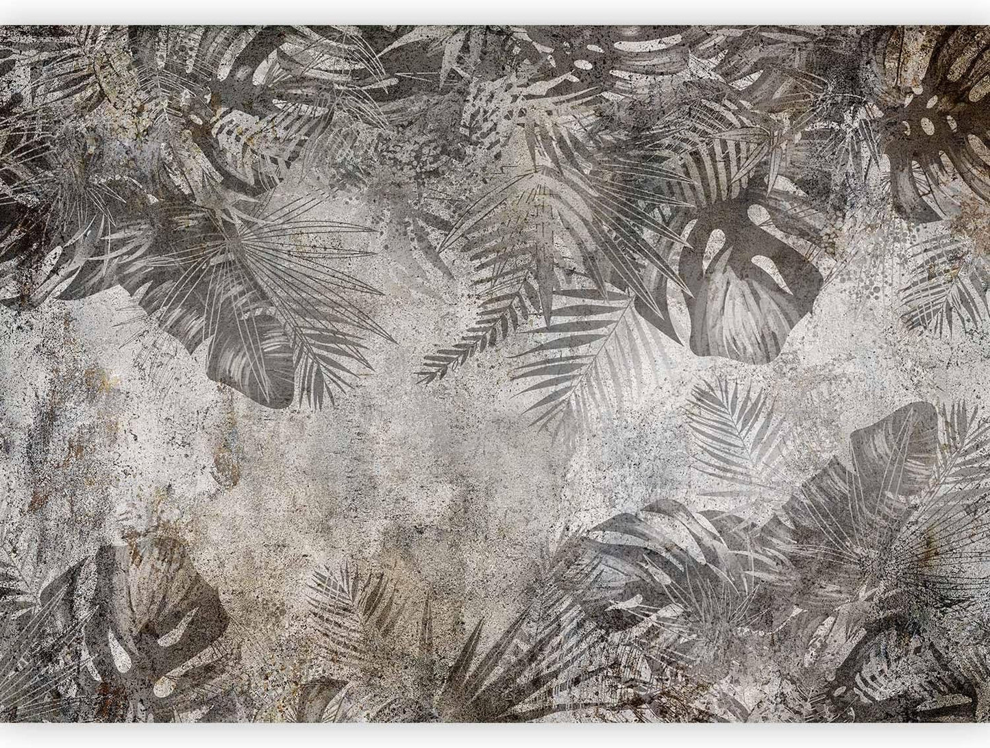 artgeist Wall Mural Tropical Leaves 157x110 in - XXL Non-Woven Wallpaper Fleece Wall Decor Photo Print Picture Image Design Landscape Palms Leaves Monstera Grey b-C-0825-a-a