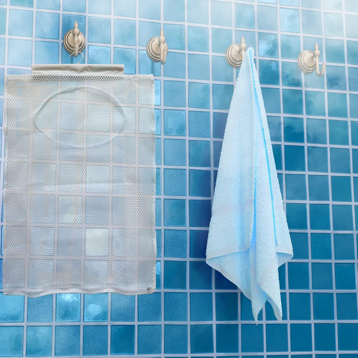 Hanging Mesh Laundry Hamper (30in*20in*2in) Large Dirty Clothes Bag, Can Be Used Behind The Door & Closet & Caravan& Bathroom (White) - NestledHome
