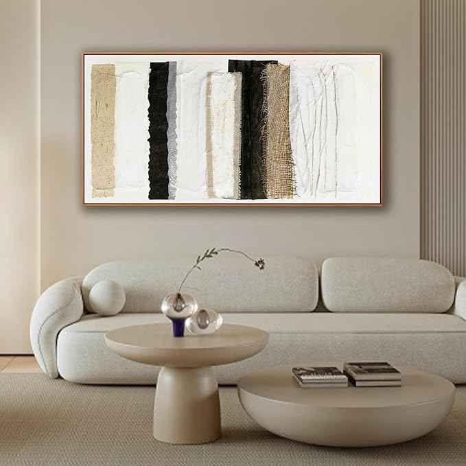 Abstract Canvas Wall Art Decor Maximalist Home paintings Decor Wall Art Prints Modern Framed Wall Decorations Multicolor Overlapping Strips Artwork 20×40 inch for Living Room Wall Bedroom Kitchen Office Decor