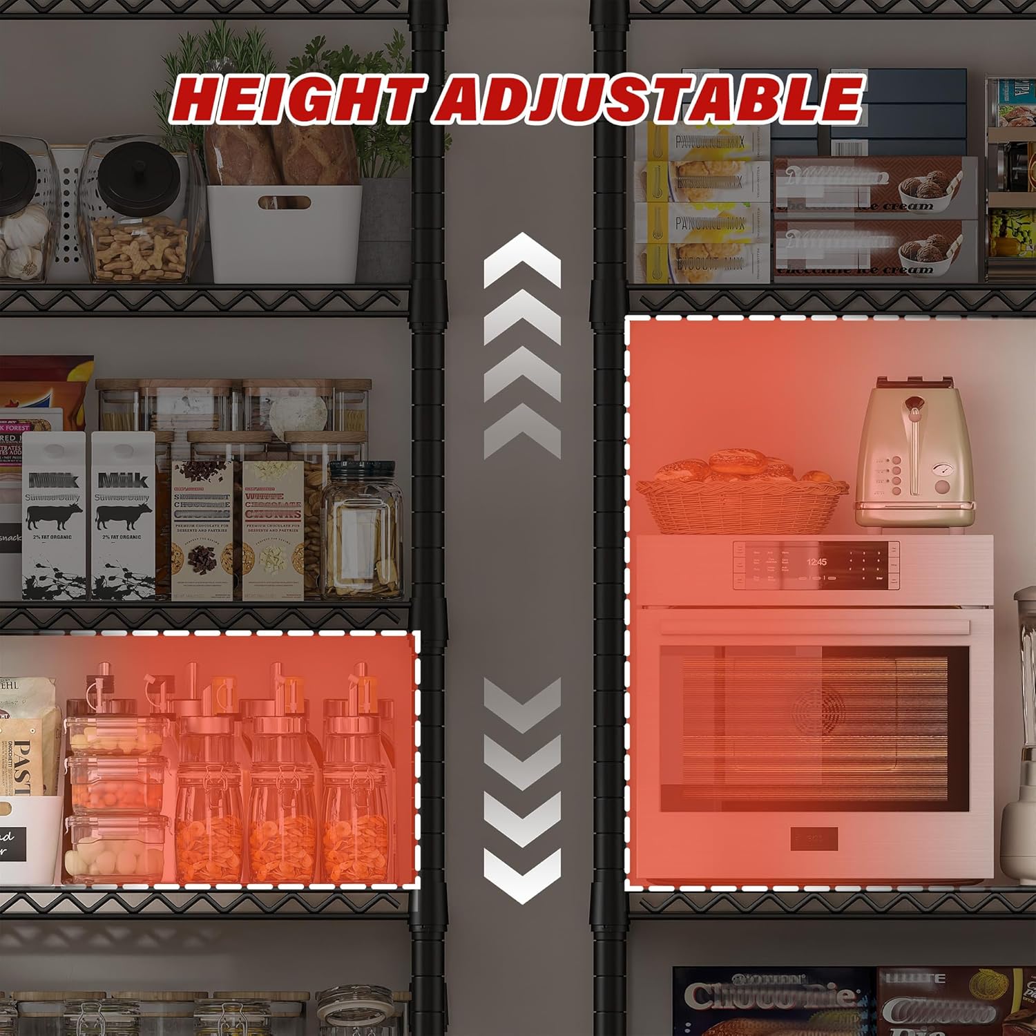REIBII 60''W X 82.6" H Steel Heavy Duty Wire Shelving Unit with Wheels, 6-Tier Adjustable Storage Shelves 3598LBS Commercial Metal Shelves for Pantry, Garage, College Dorm Industrial Shelving, 2 Pack - NestledHome