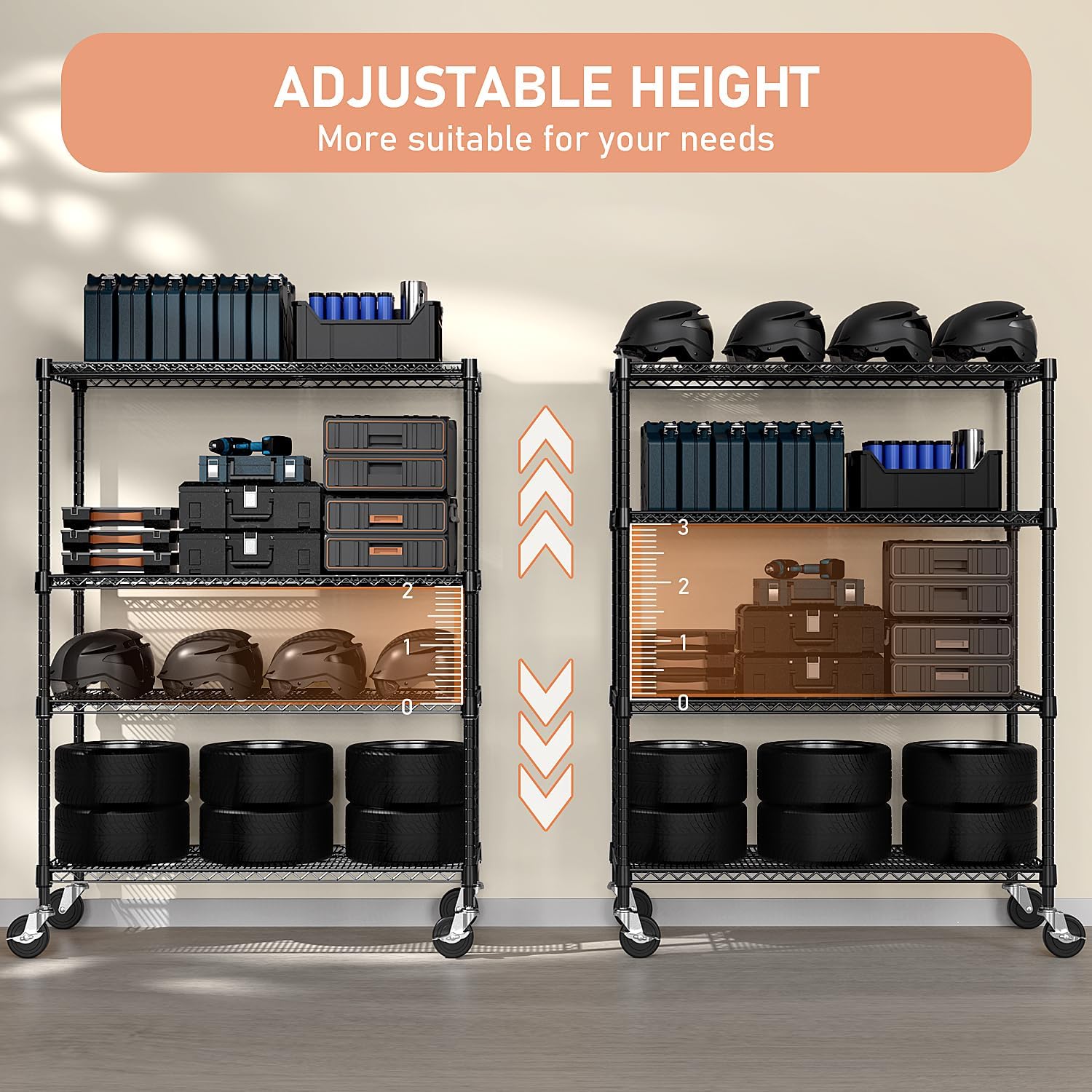 Industrial Metal 4 Tier Shelving for Garage, Pantry, Warehouse, Basement Utility Room, Storage Rack Metal Shelving Unit, Shelf Organizer, Black 23.6" D x 53.2" W x 73.6" H - NestledHome