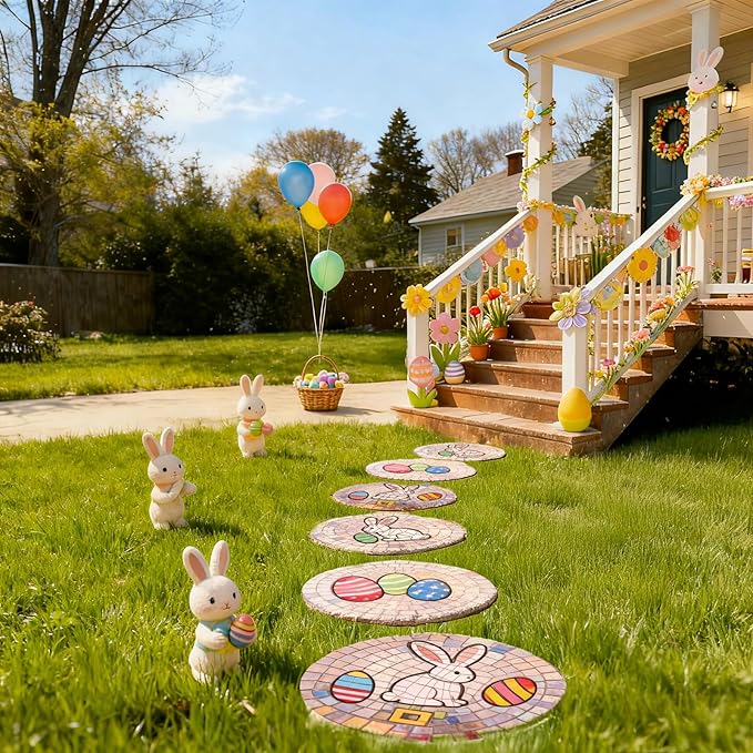 6 Pcs 3 Sizes Round DIY Concrete Stepping Stone Mold - 10.2" 11" 12.6" Reusable Concrete Stepping Stone Molds for Outdoor Garden Walkway Decor, Plastic Concrete Molds for Memorial Gifts