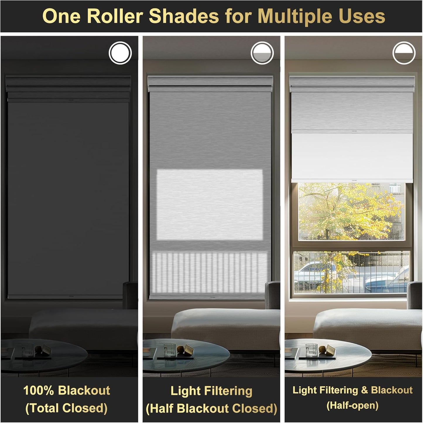 BERISSA Cordless Dual Roller Shades with Cassette Valance,Double Window Shades Blackout and Light Filtering Shades,Day and Night Roller Shades for Home Office Door.Striped Jacquard White.72 W x 80" H