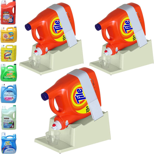 TidyFriend Laundry Detergent Holder Stand Organizer with Drip Tray, 3 Pack Laundry Soap Holder with Non-Slip Rubber Feet for Washing Space Organization, Angled Downward Slope for Easy Pouring (Green) - NestledHome