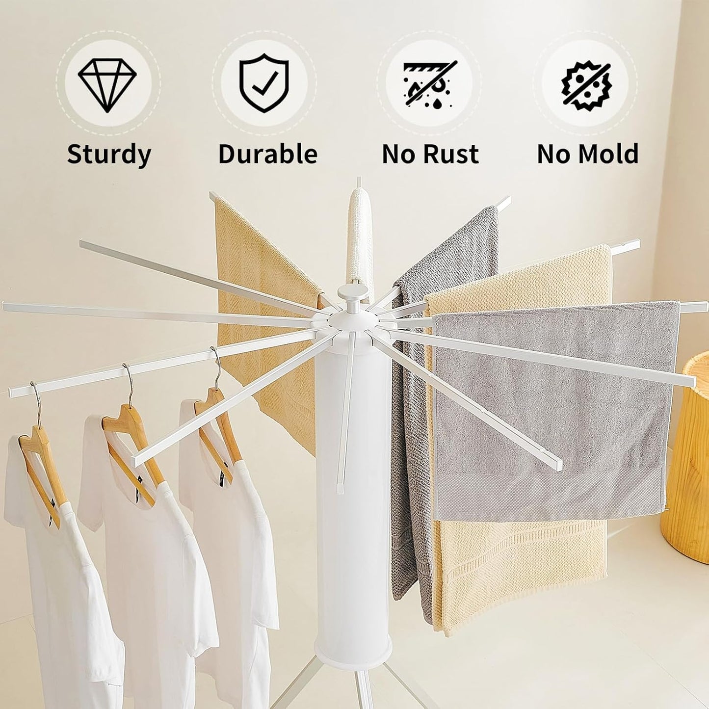 JOOM Tripod Clothes Drying Rack, Garment Rack Portable and Foldable Space Saving Laundry Drying Rack - Drying Rack Clothing Floor Folding Balcony Bedroom Household Aluminum - NestledHome