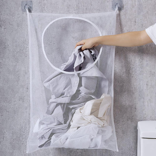 Resdenio Hanging Laundry Hamper Bag, Portable Laundry Bag, 30 x 20 Inch Large Foldable Wall Hanging Laundry Basket with 2 Adhesive Hooks for Dirty Clothes Organization and Storage - NestledHome