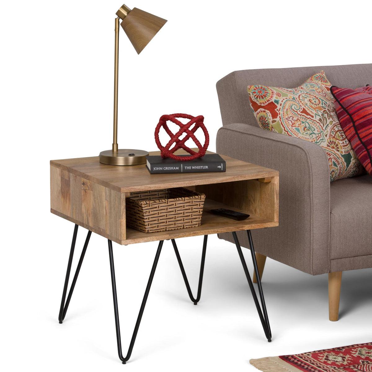 Hunter 22" Wide Solid Wood Square End Table in Natural