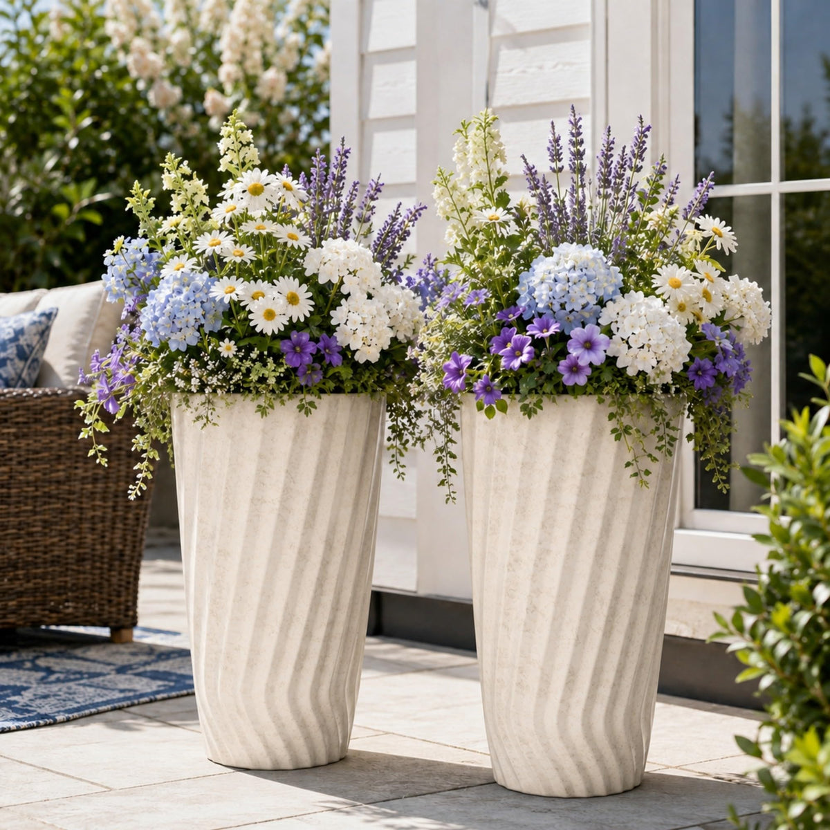 24" Resin Tall Outdoor Planters (2 Count)
