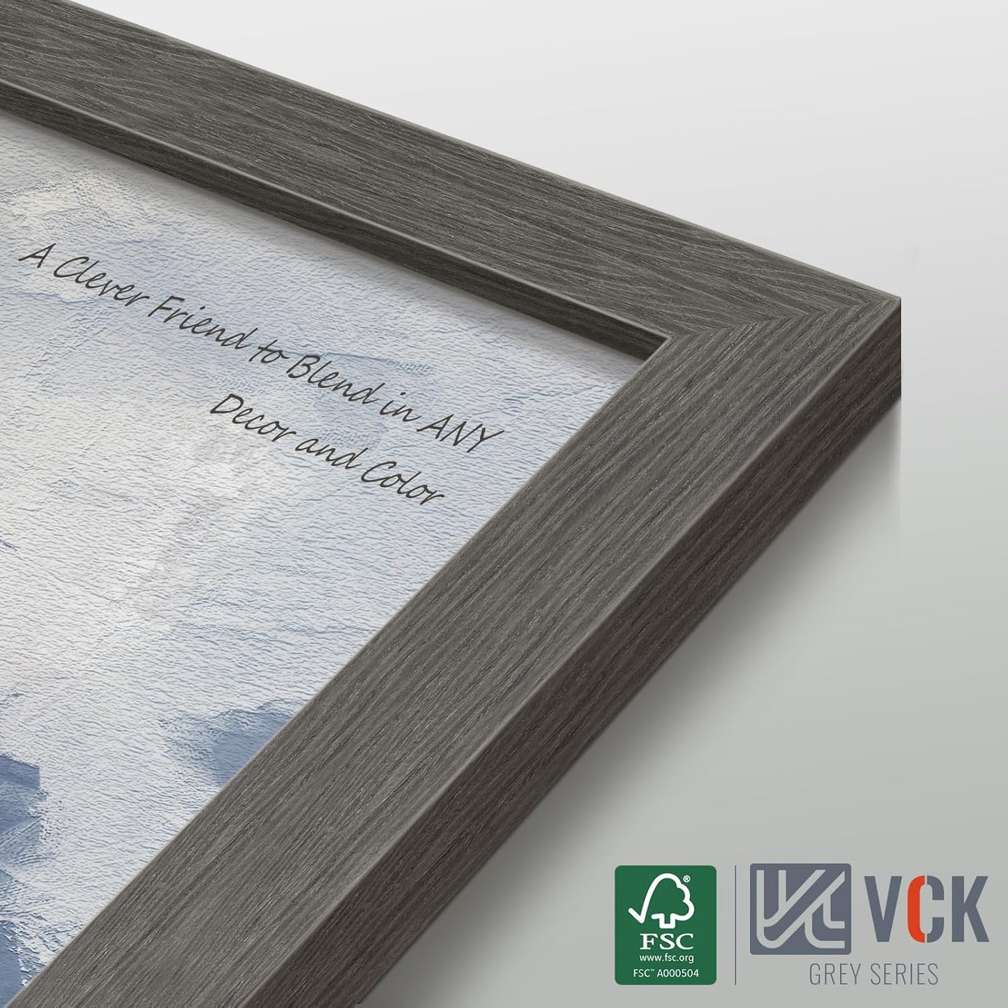 VCK 27x40 Poster Frame Set of 3, Gray Solid Wood Picture Frame, Exclusive Wood Grain, Wall Mounting Hanging