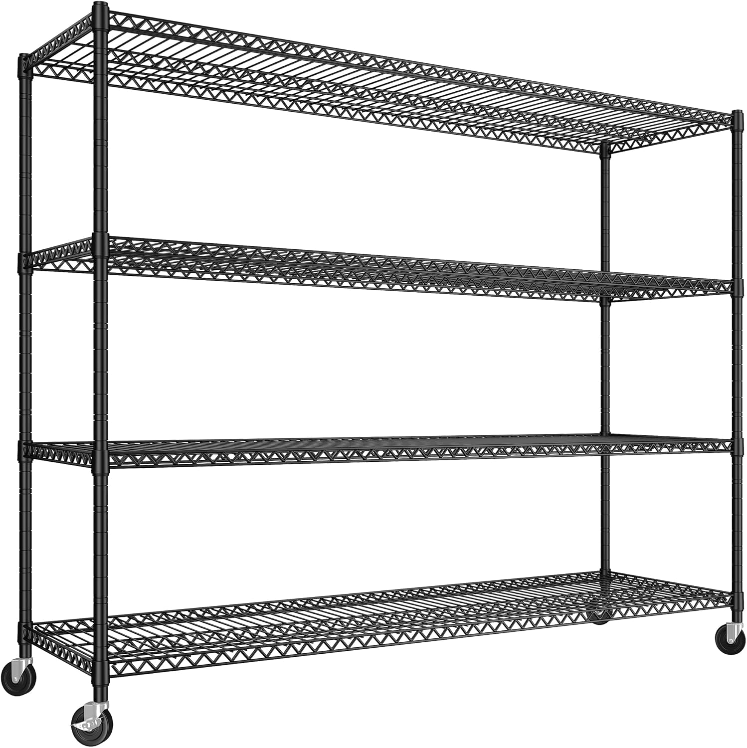 REIBII 60''W Storage Shelves 2399LBS Garage Shelving Heavy Duty with Wheels & Feet, 4 Tier Wire Shelving Adjustable Metal Shelving for Pantry Garage Kitchen Commercial Industrail, 60"W x 18"D x 65.5"H - NestledHome
