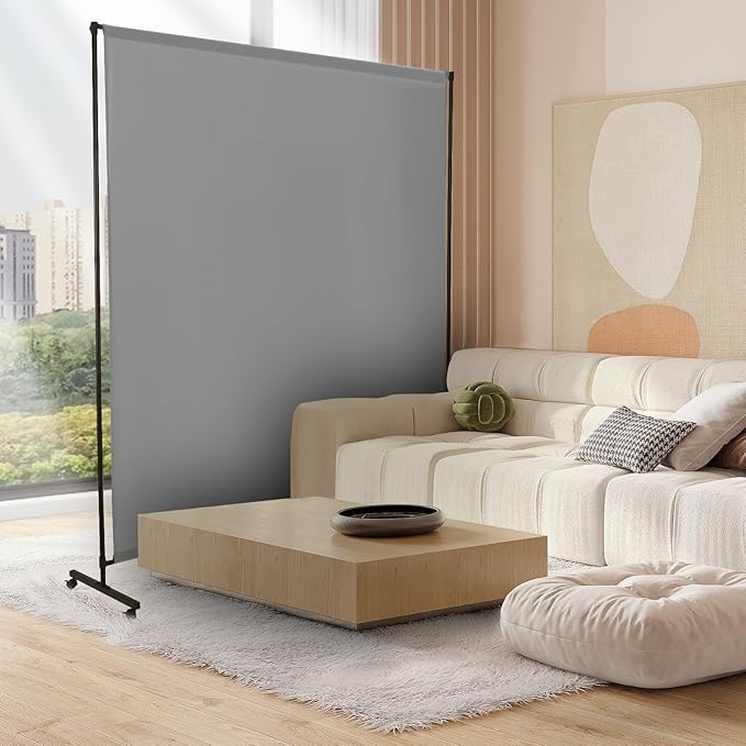 Room Divider Screen 72"x72" with Lockable Caster Wheels, Privacy Panel for Home, Office, or Classroom, Easy to Move and Secure with Brake,Height Adjustable (Gray, 72 X 72 Inches)