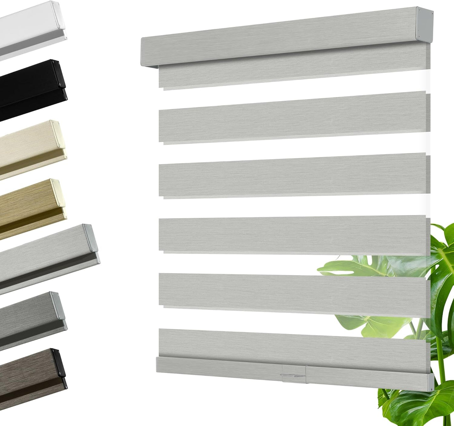 Cordless Zebra Blinds for Windows, Blackout Interior Blinds,Easy to Install,UV Protection,for Offices and Home,Custom Roller Shades, Mousse Light Grey,68" W x 72" H
