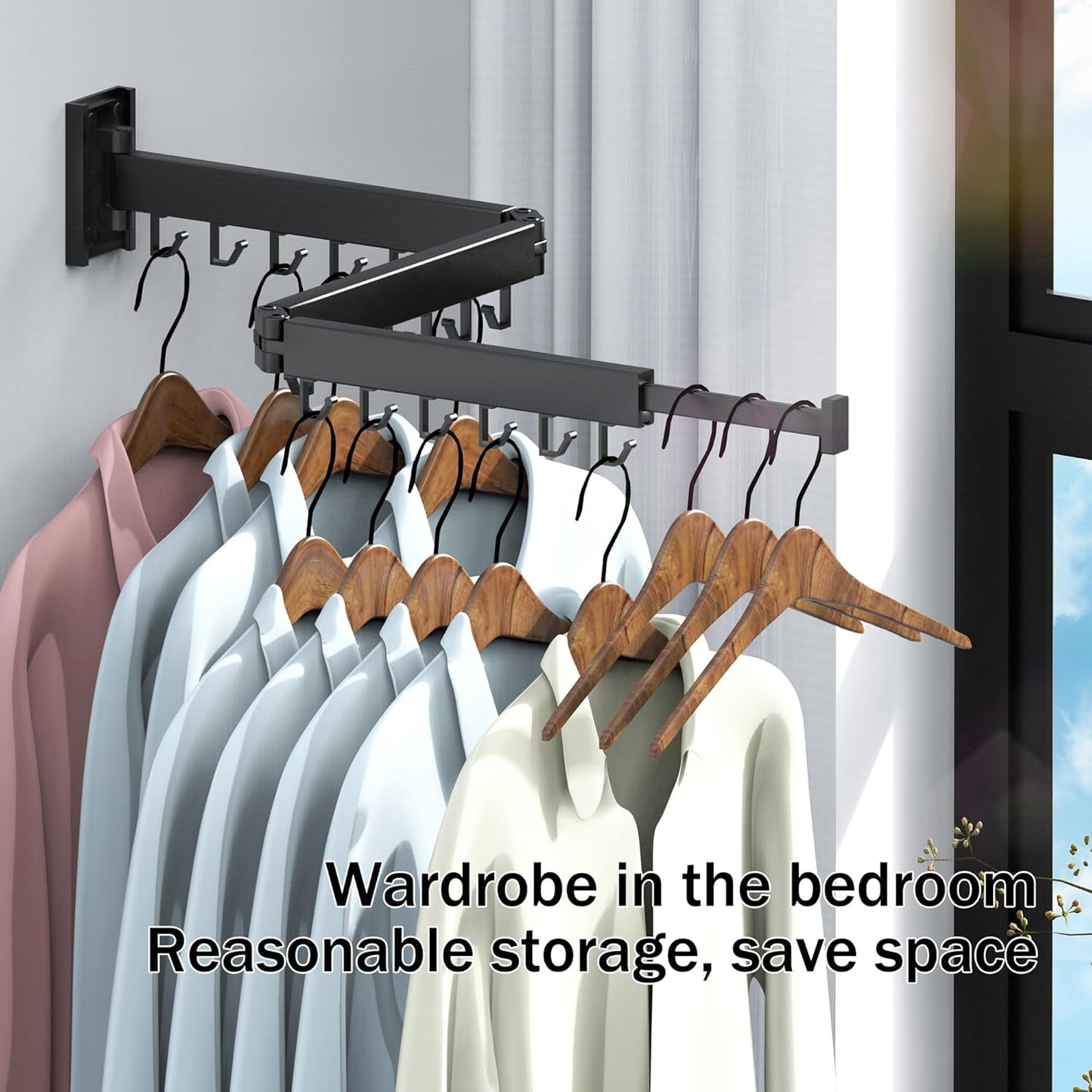 Clothes Drying Rack,Drying Rack Clothing,Luandry Drying Rack,Clothes Hanger Rack,Wall Mounted Luandry Rack,Folding Retractable,Frosted Stone Black Classic,ms-01 - NestledHome