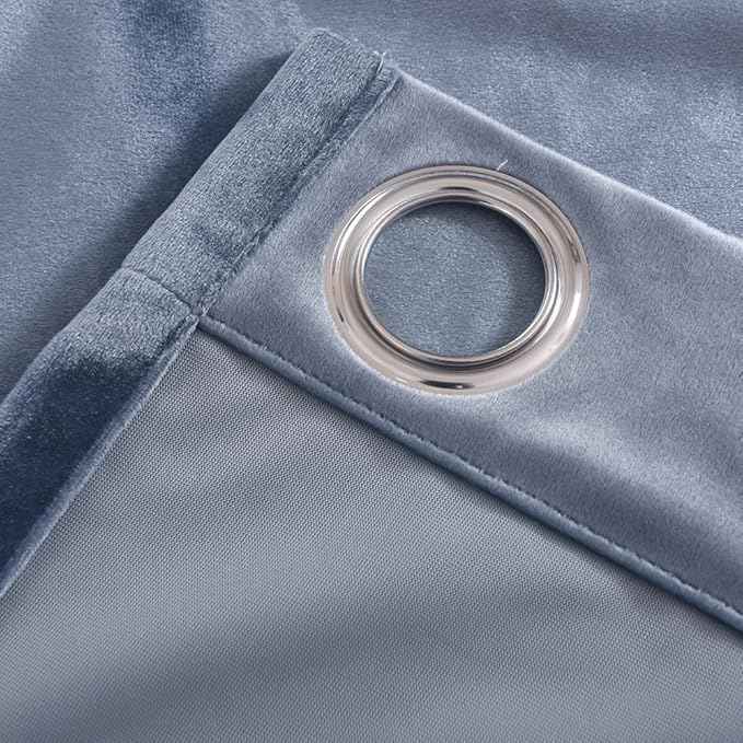 Cherry Home Super Soft Luxury Velvet Texture Curtains Stone Blue Blackout Drapes Room Darkening Curtains Panel Grommet Drapery 52 by 72 inch Dusty Blue,2 Panels for Living Room
