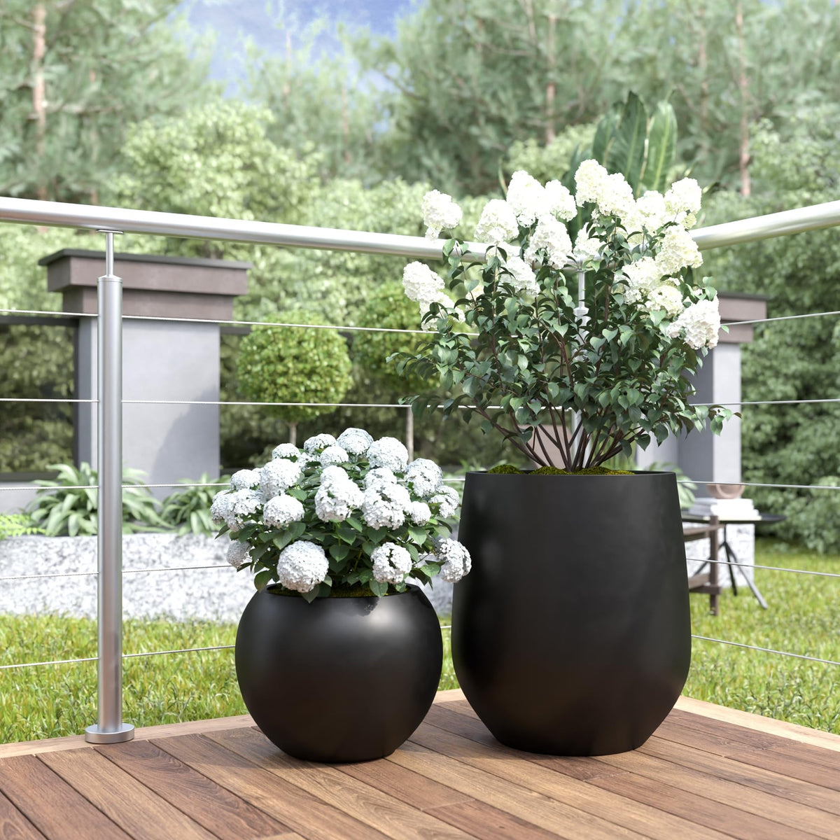 Premium Mt Sherman Fiberstone Sphere Planter for Indoor Outdoor Use