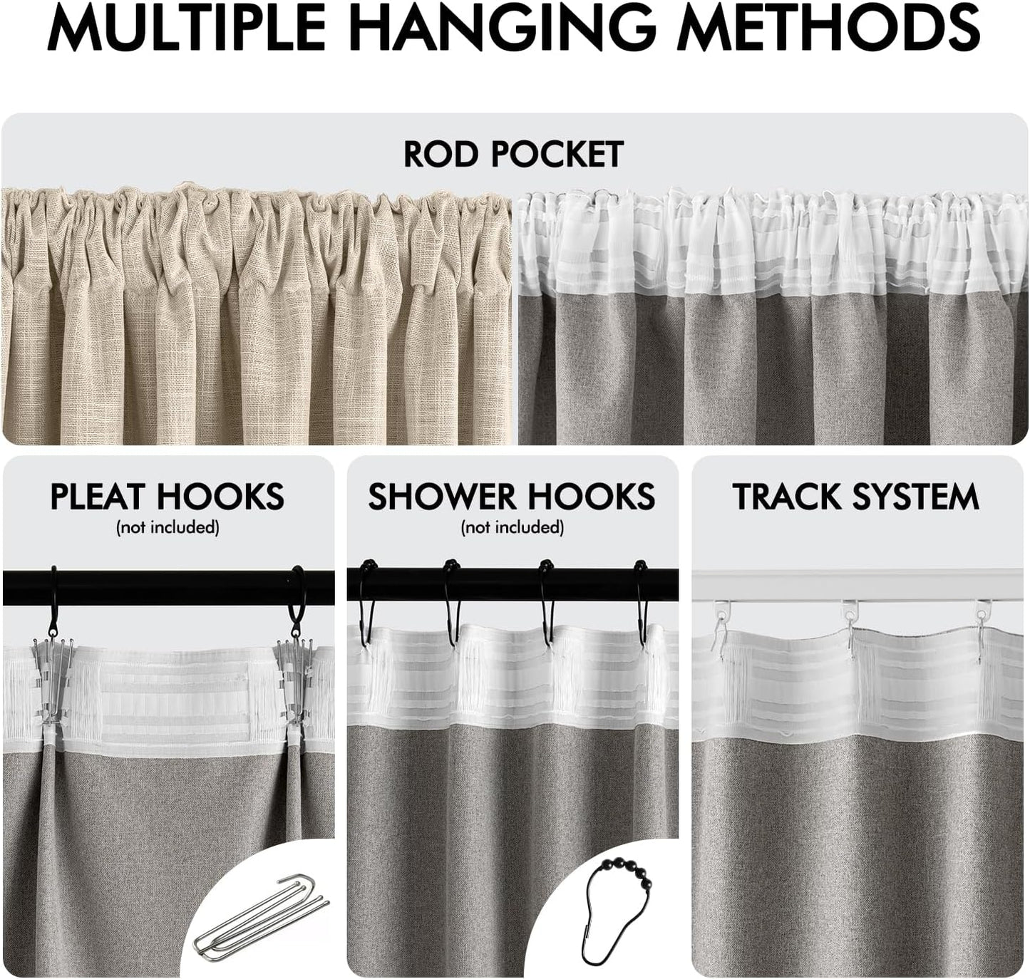 MIULEE Beige 100% Blackout Linen Curtains 90 Inch 2 Panels Set Double Sided No Coating Pleated Back Tab Black Out Long Thermal Insulated Pinch Pleat Bedroom Living Room Darkening Window Drapes