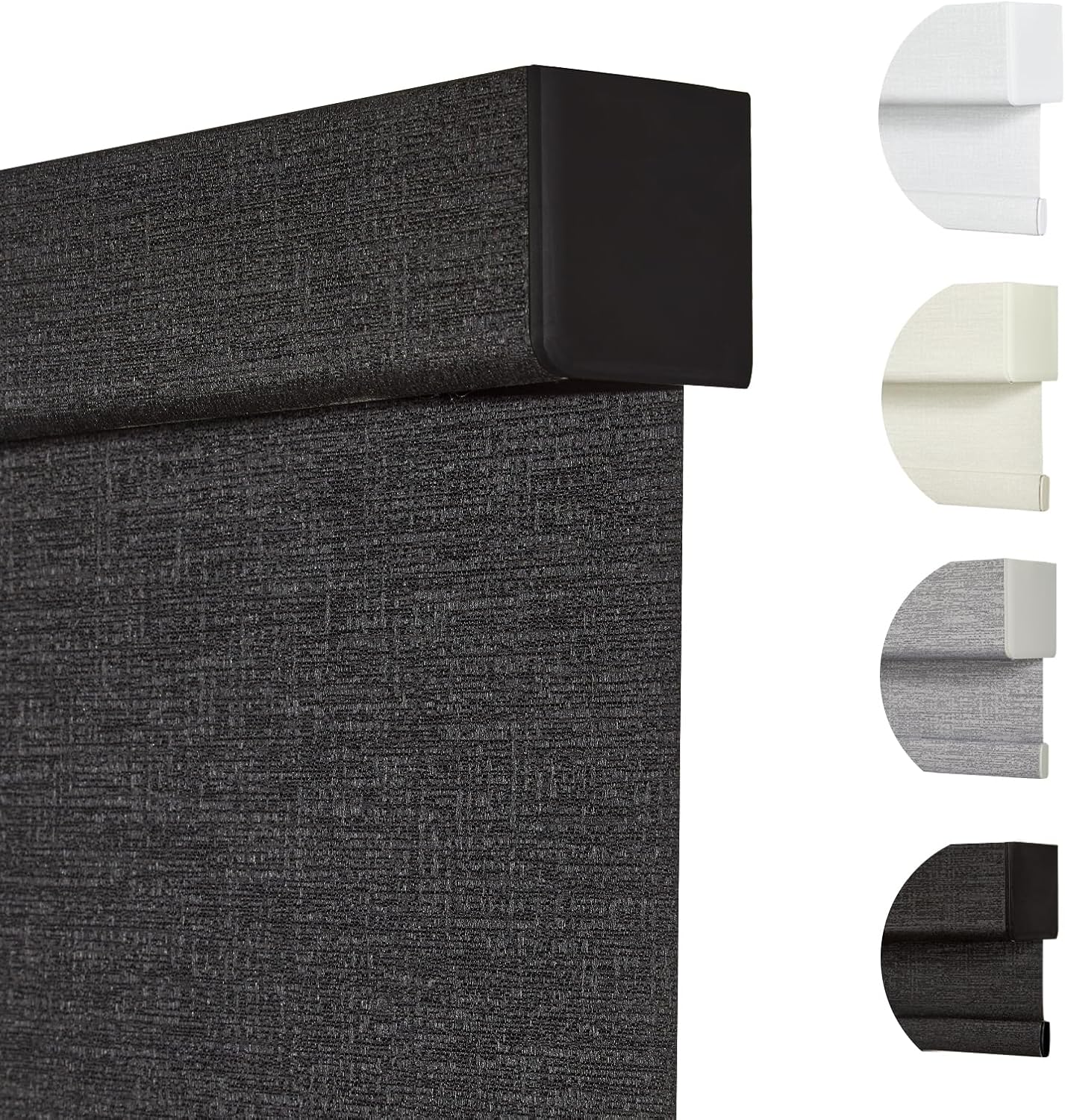 Persilux Free-Stop Cordless Blinds for Indoor Windows with Cover, Window Shades Blackout Roller Blinds, Thermal Insulated Fabric UV Protection for Kitchen, Office, Living Room, Black(83" W x 48" H)
