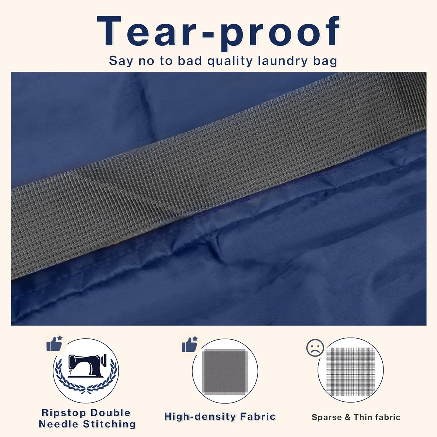 2-Pack Backpack Laundry Bags, Heavy Duty Laundry Bag Backpacks with Adjustable Shoulder Straps, Door Hanging Washing Bag, Laundry Hamper Lining for College Dorm, Travel, Laundromat - NestledHome