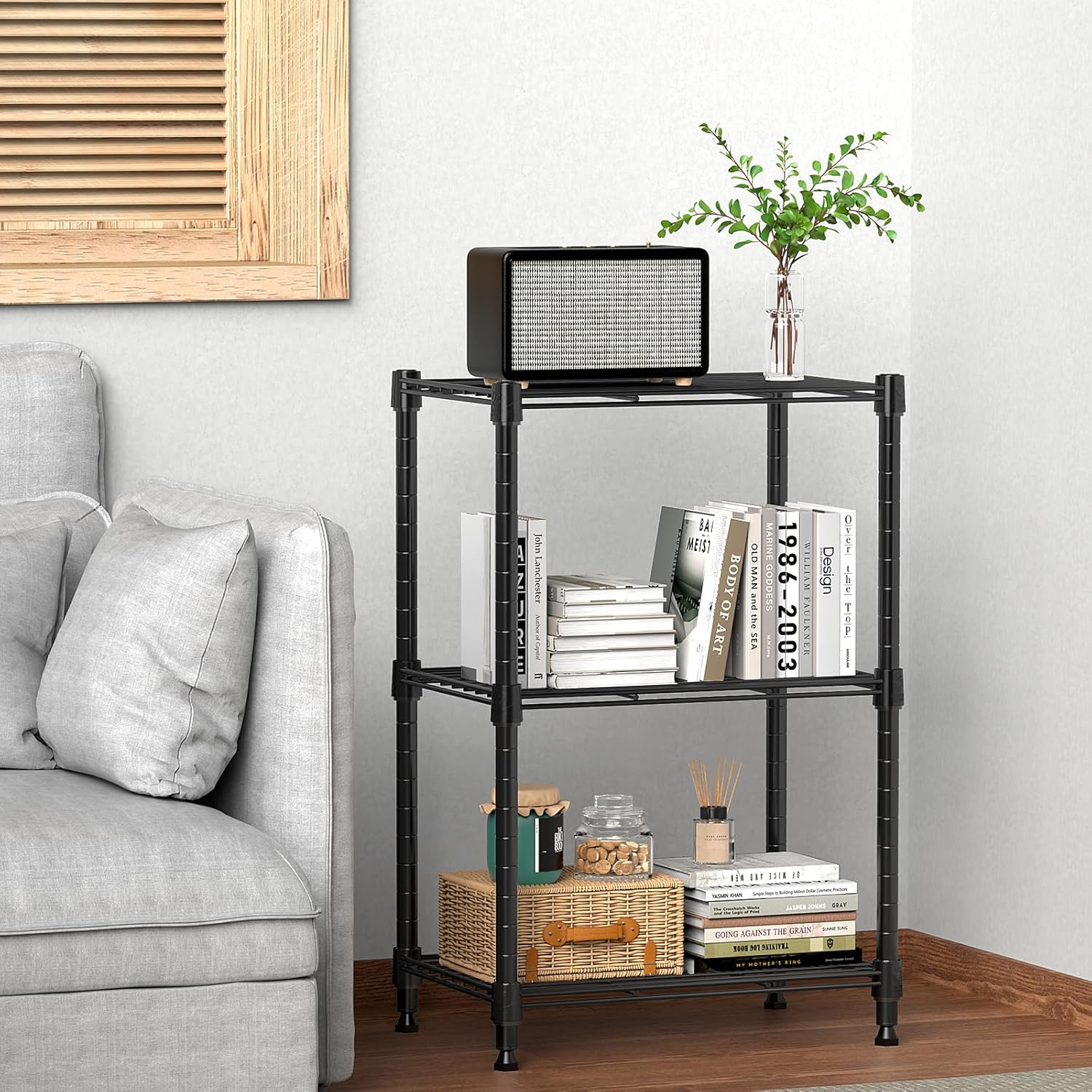 450 lbs Steel Storage Shelving 3-Tier Utility Shelving Unit Steel Organizer Wire Rack for Home,Kitchen,Office (11.8" D x 17.7" W x 26.3" H) - NestledHome