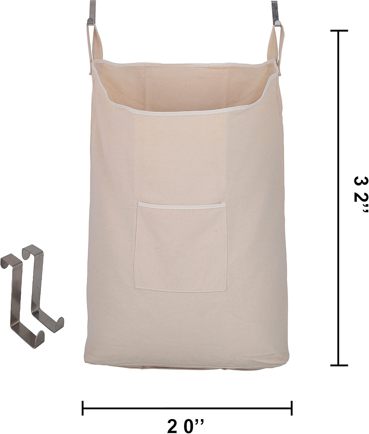 Laundry Collector, Laundry Hamper, Door Hanging Laundry bag with hooks (Beige, 65Liters) - NestledHome