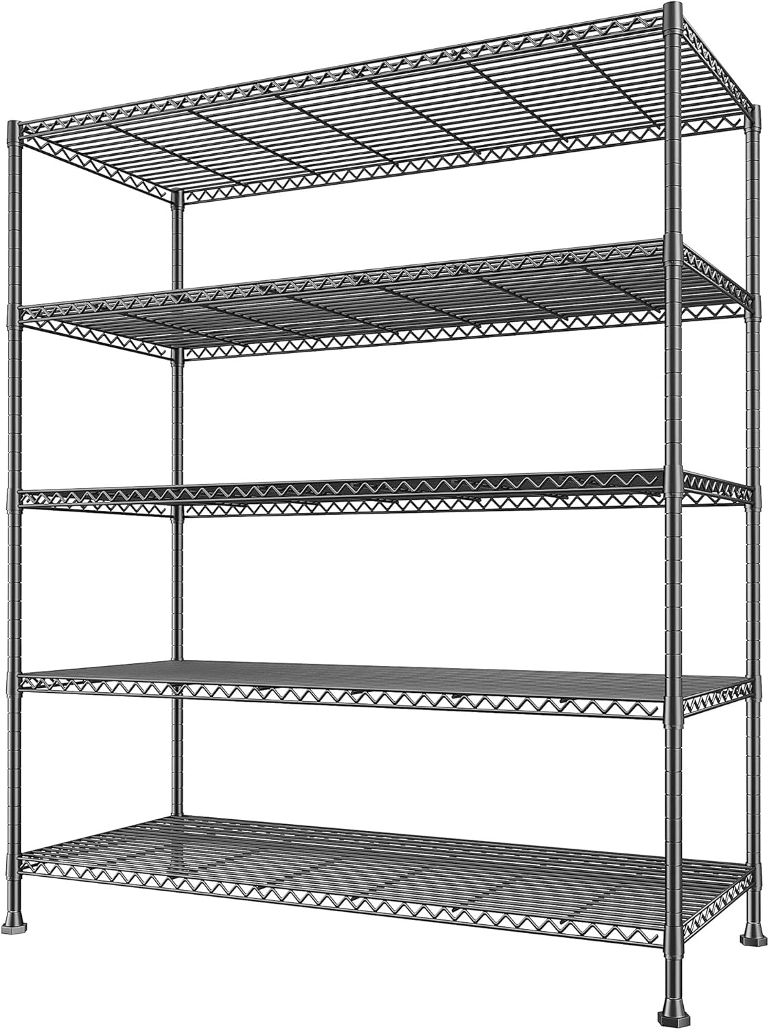 REIBII 45.5''W Storage Shelves Wire Shelving, 5 Tier Pantry Shelves for Storage Rack, Adjustable Metal Shelving for Pantry Kitchen Steel Shelving, 45.5" W x 71" H x 17.7" D - NestledHome