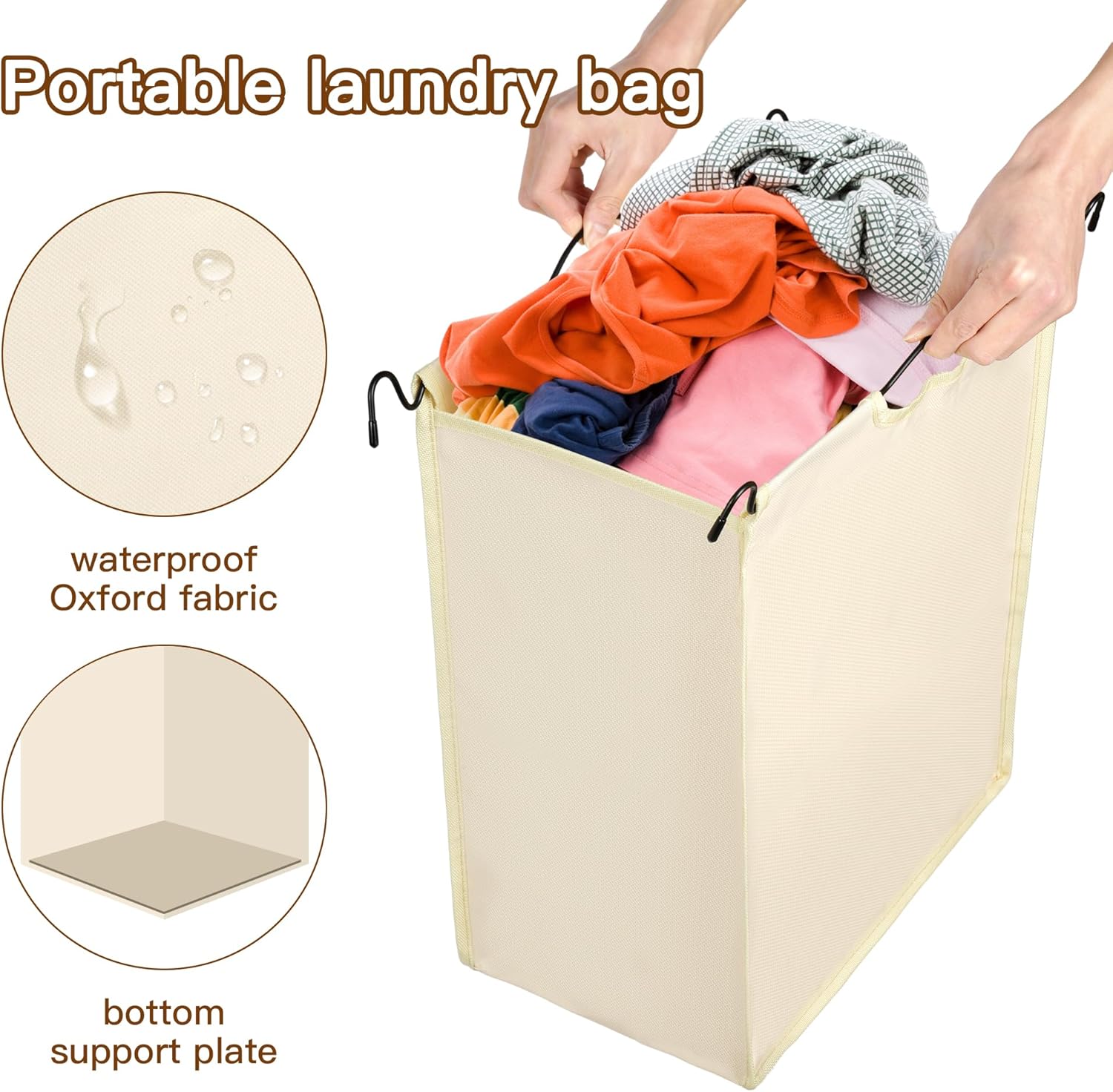 MYOYAY 3 Section Laundry Sorter with Garment Hanging Bar Rack Foldable Ironing Board, Laundry Basket Organizer Heavy Duty Laundry Hamper Rolling Cart with Lockable Wheels and 3 Removable Bags - NestledHome