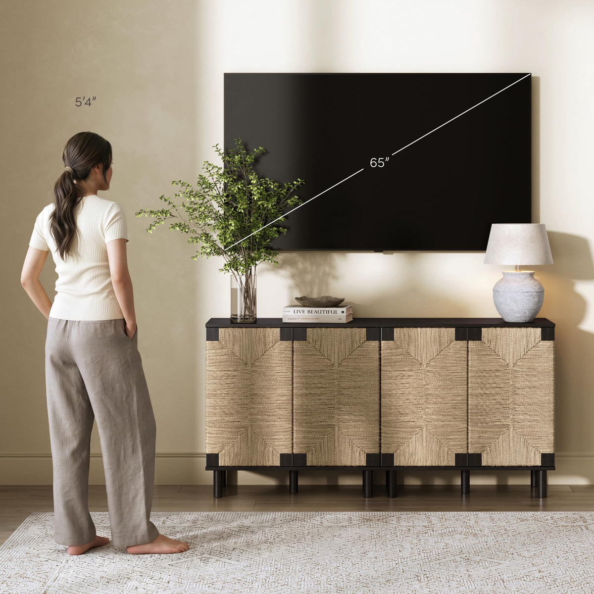 Beacon Accent Natural Sideboard Storage Cabinet TV Stand in Wire