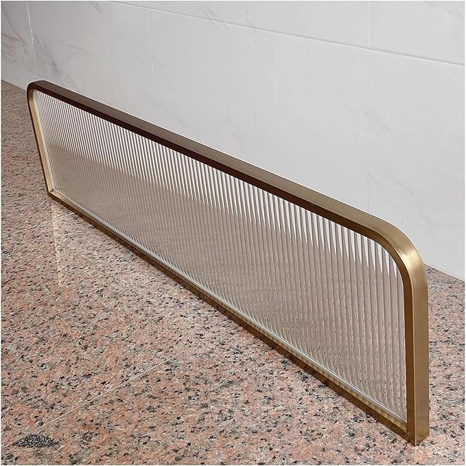 Countertop Low Fence Divide,Restaurant Decorative Partitions Grille,Dividers for Dining Areas,Office Furniture Partitions,Gold Stainless Steels Frame Tempered Glass Panel(47.24 * 11.8IN)