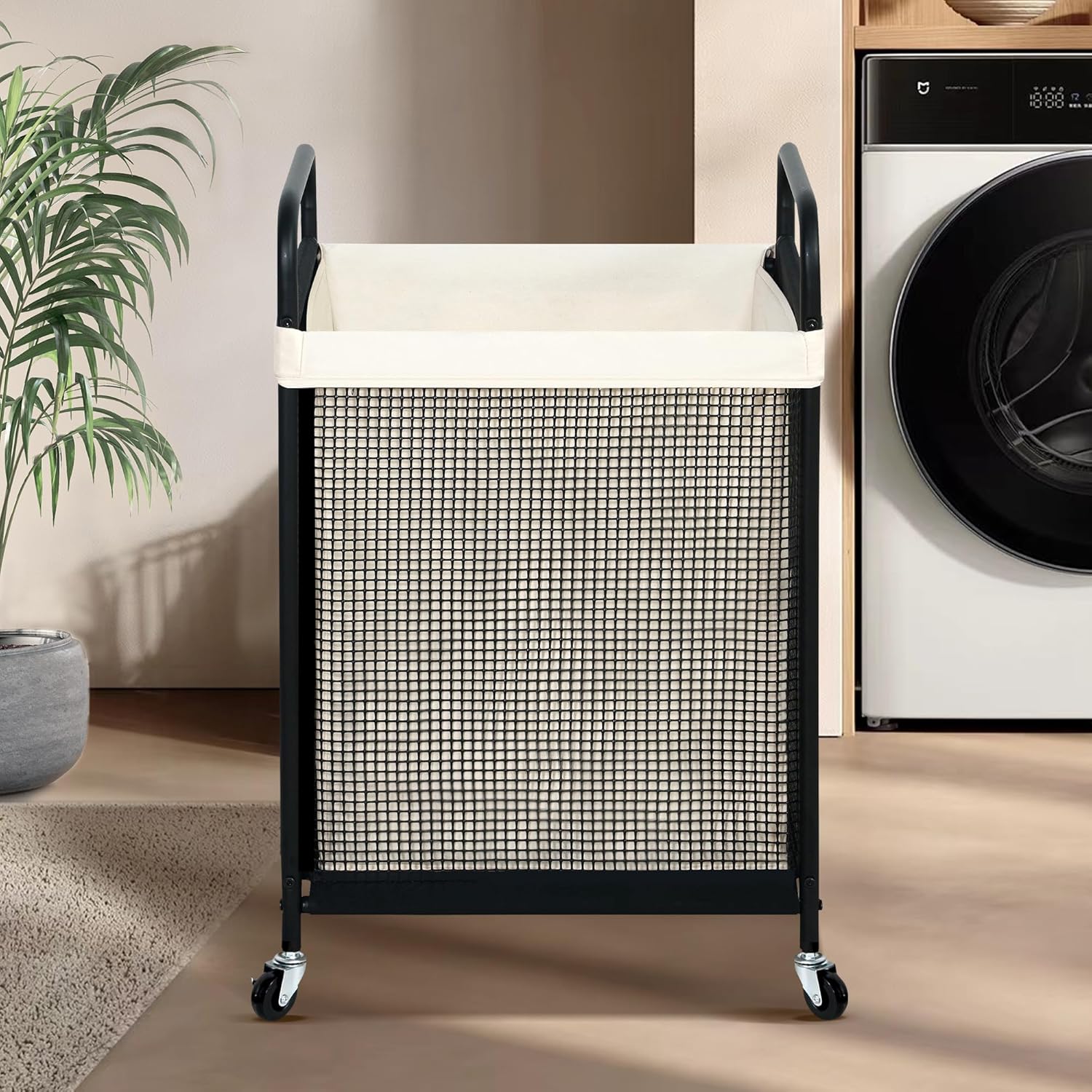 STO STO Laundry Hamper, 90L Rolling Laundry Sorter Cart with Removable and Washable Liner Bag, Rolling Clothes Hamper with Metal Handle for Laundry Room and Bedroom - NestledHome