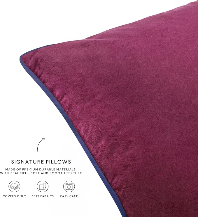 MONDAY MOOSE Decorative Throw Pillow Covers Cushion Cases, Set of 4 Soft Velvet Modern Double-Sided Designs, Mix and Match for Home Decor, Pillow Inserts Not Included (20x20 inch, Purple/Blue)