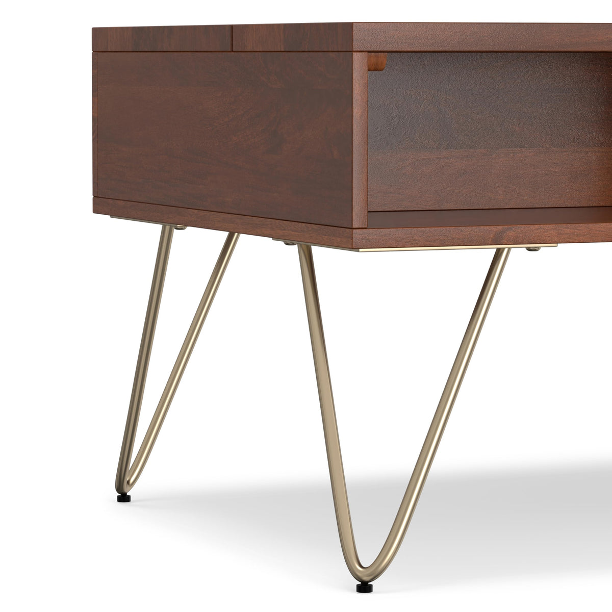 Hunter 36" Wide Solid Mango Wood Coffee Table in Brown
