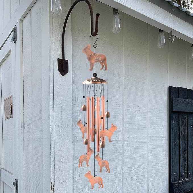 Bulldog for Women,Bulldog Wind Chimes Outdoor,Birthday Gifts for Men/Mom/Grandma Metal WindChimes Outside/Indoors, Lawn, Patio, Garden Decor, Yard Decorations