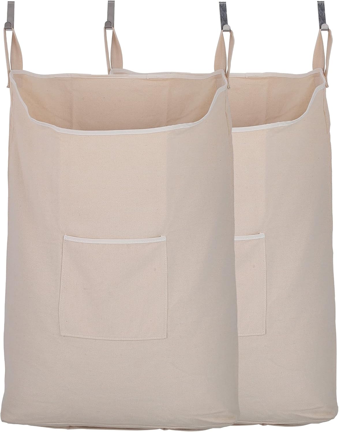 2 pack Laundry Collector, Laundry Hamper, Door Hanging Laundry bag with hooks (Beige, 2PC X 65Liters) - NestledHome