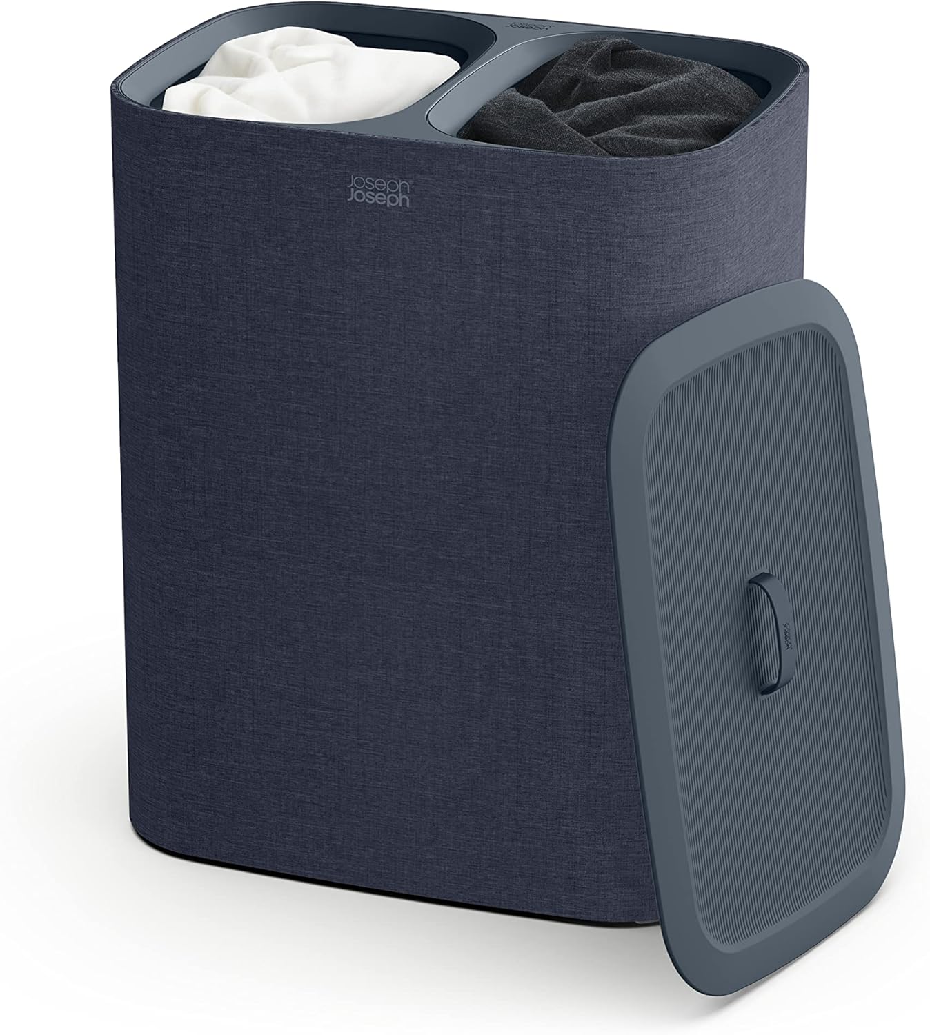 Joseph Joseph Tota 90 liter/23.8 gallon Laundry Hamper Separation Basket with lid, 2 Removable Washing Bags with Handles - Black - NestledHome