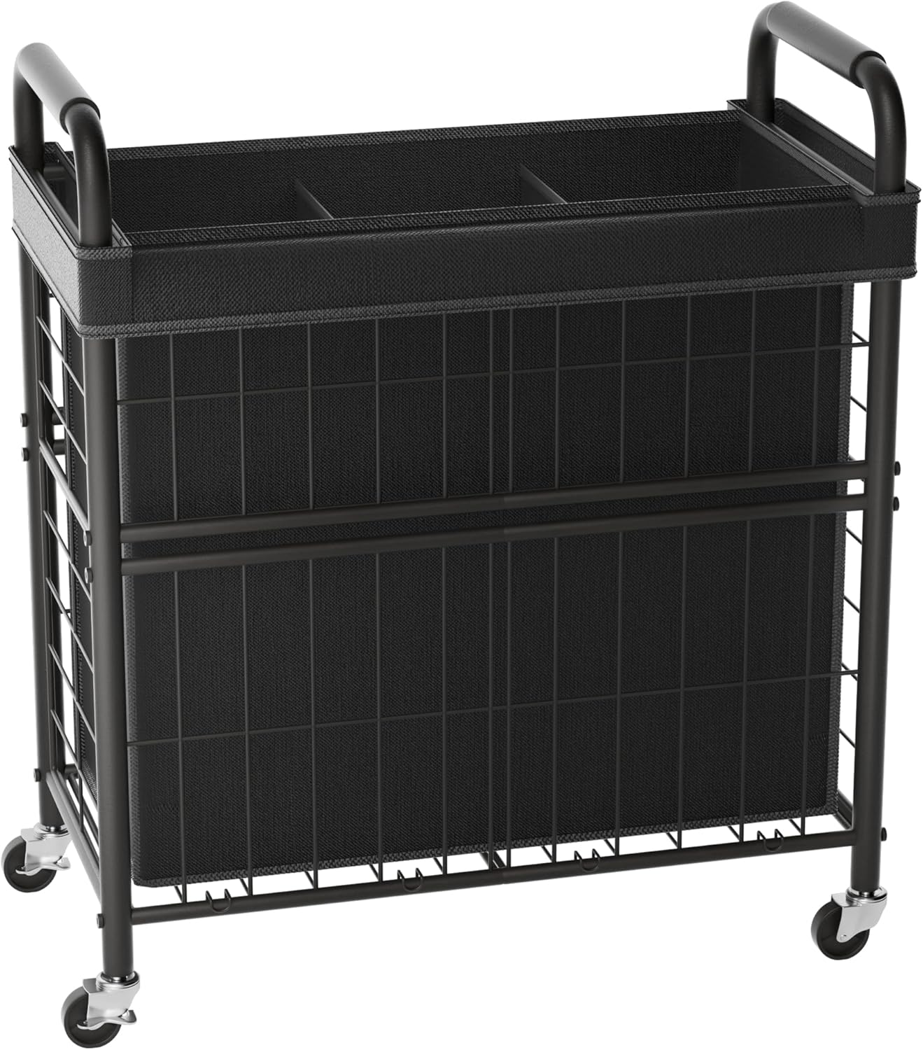 Laundry Hamper 3 Section, 145L Rolling Laundry Sorter Basket with Wheels, 3 Compartment Clothes Organizer Cart, Pull-Out Removable Bags for Laundry Room, Bathroom, Bedroom, Black - NestledHome