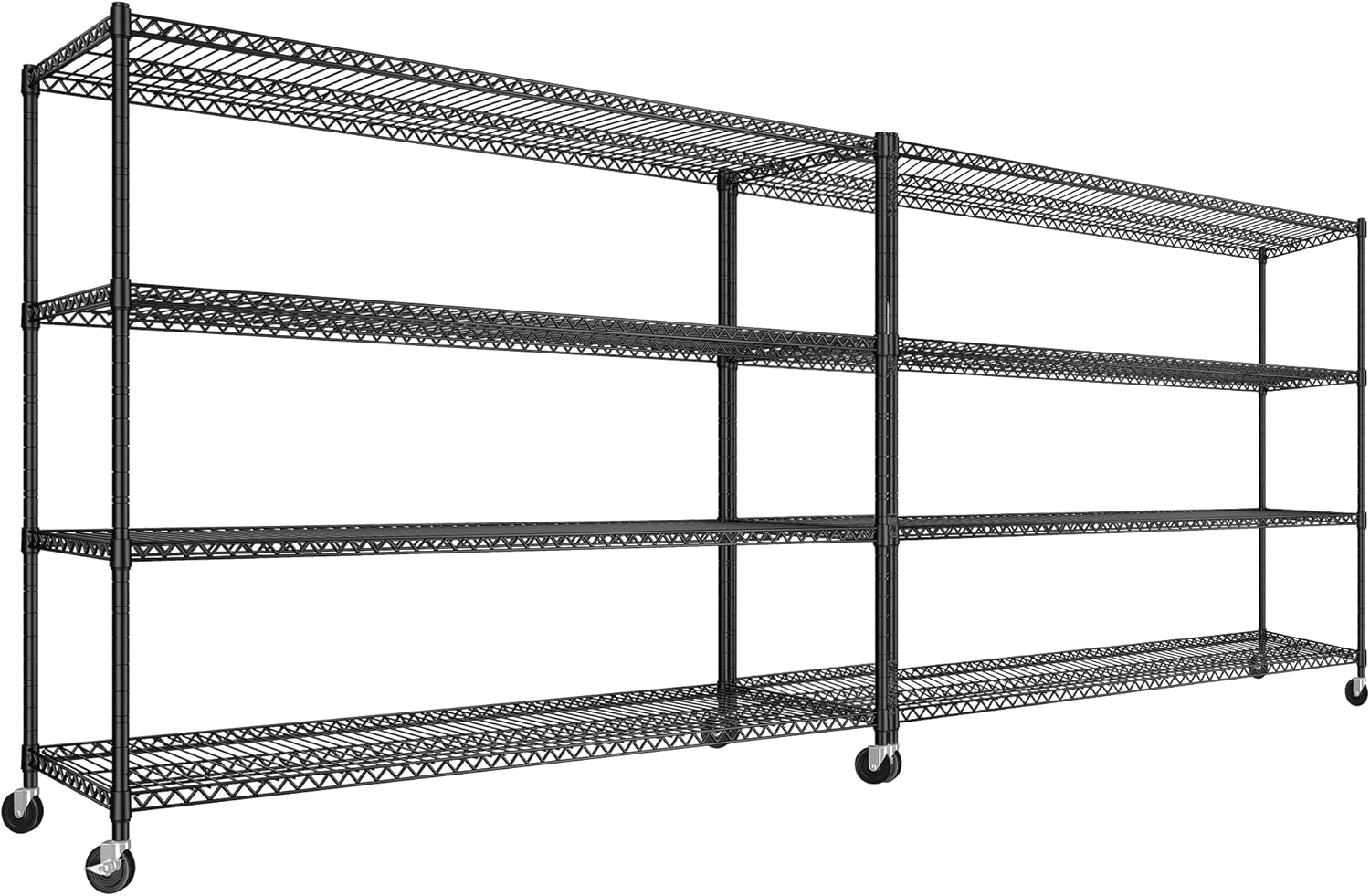 REIBII 60''W Storage Shelves 2399LBS Metal Shelving Unit with Wheels & Feet, 4 Tier Garage Shelving Heavy Duty Adjustable Wire Shelf for Pantry Kitchen Garage, 60" W x 18" D x 65.5" H, 2 Pack - NestledHome