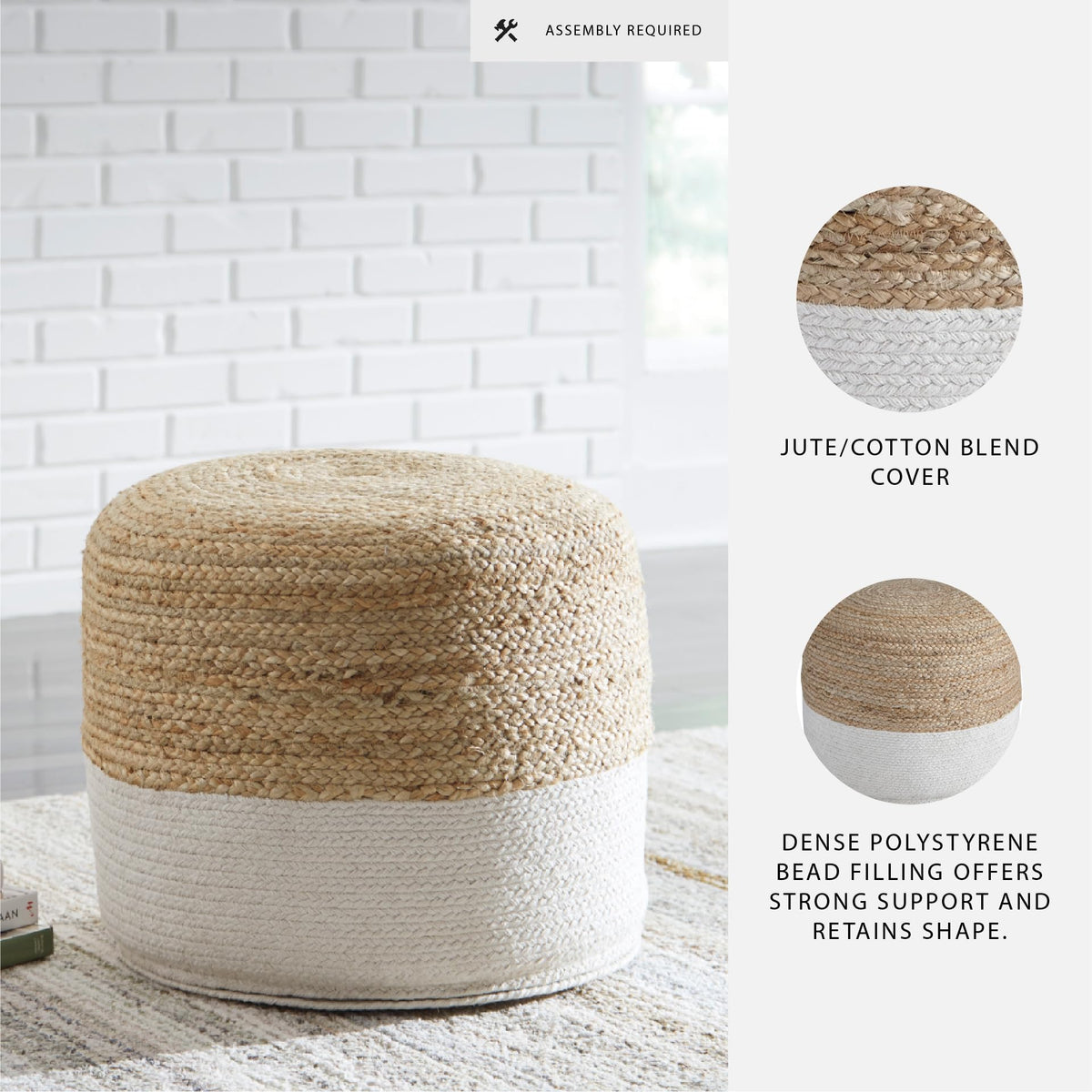 Sweed Valley Jute & Cotton Pouf