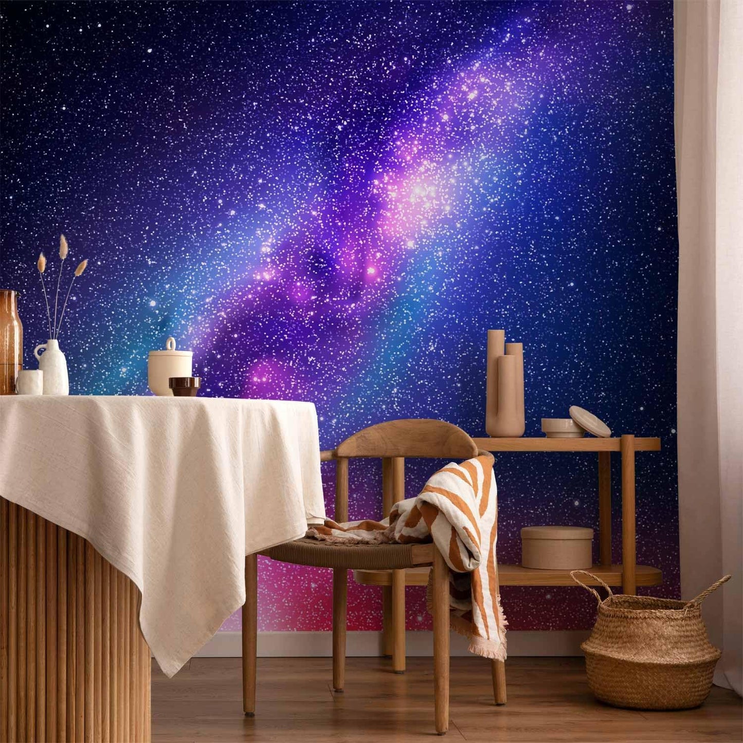 artgeist Wall Mural Galaxy 116x83 in - Peel and Stick Self-Adhesive Wallpaper Removable Large Sticker Foil Wall Decor Print Picture Image Abstract Space Sky Star Cloud Violet f-C-0487-a-a