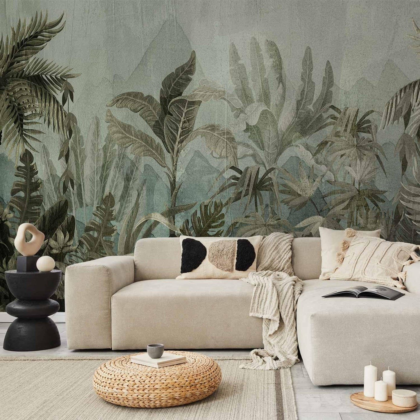 artgeist Premium Wall Mural Leaves 157"x110"XXL Non-Woven Wallpaper Fleece Wall Decor Photo Print Picture Image Design Nature Botanical Plants Palm Abstract b-C-0854-a-a