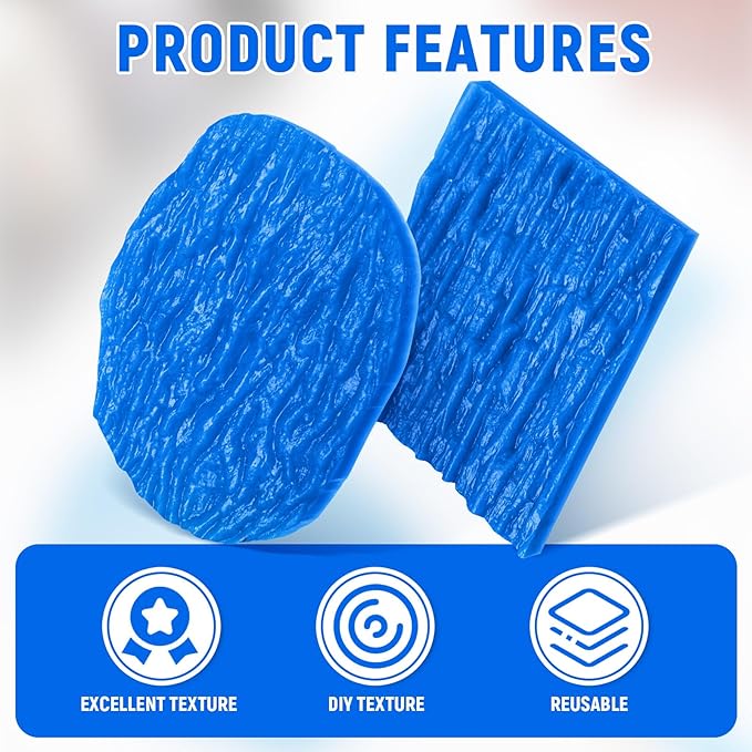2 Pcs 6" x 7" Concrete Stamps Mats Set Decorative Concrete Stamps Molds Concrete Stamping Tools Stone Texture Stamp Kit Concrete Cement Countertop DIY Projects