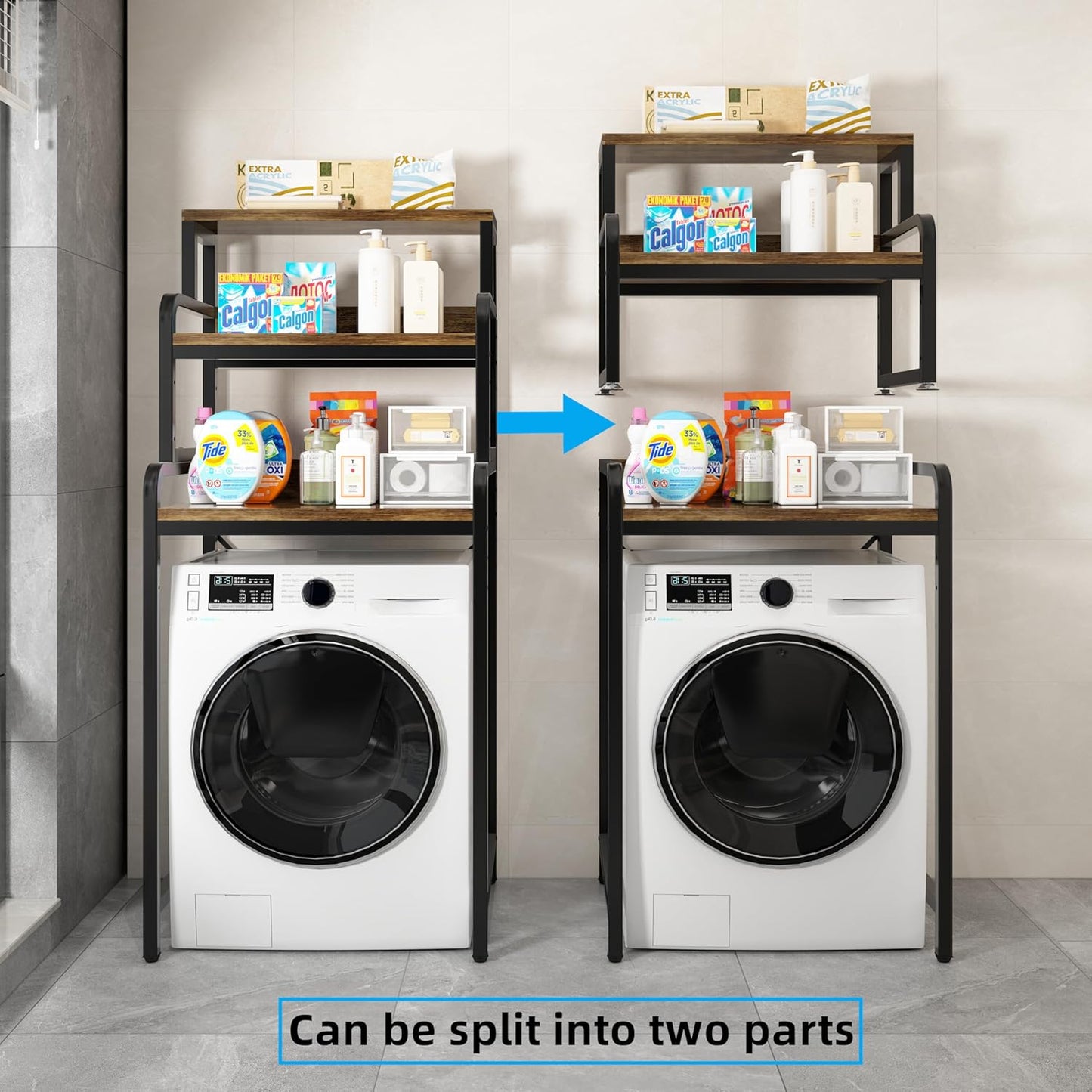 3-Tier Bathroom Room Shelf Washing Machine Storage Utility Rack Over The Toilet Washer Dryer Storage Bathroom Organizer Rack Space Saving Shelving Units Clothes Dryers Shelf - NestledHome