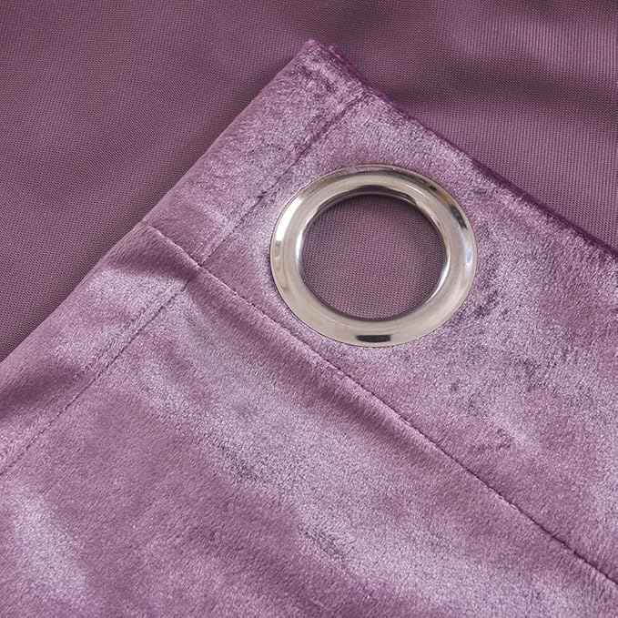 Cherry Home Super Soft Luxury Velvet Texture Curtains Lavender Flannel Blackout Curtains Panel Drapes Grommet 52Wx84L inch Purplish Pink,2 Panels