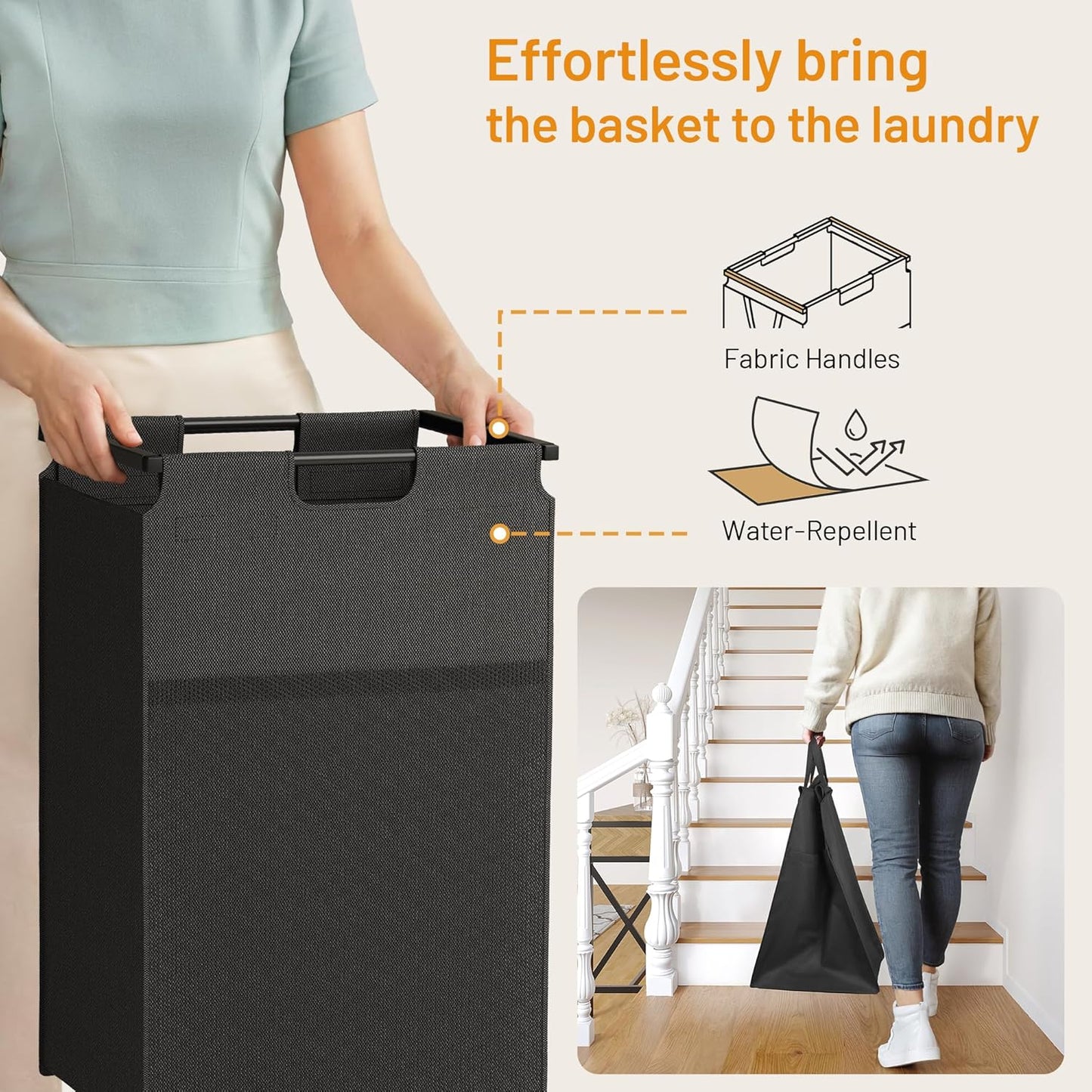 Lulive Double Laundry Hamper with Shelf, Laundry Basket with 3 Tier Storage Shelves & 4 Removable Hooks, Tall Laundry Sorter Clothes Hamper with Pull-Out Bags for Bathroom, Laundry Room - NestledHome
