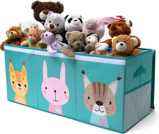 Extra Large Toy Storage Organizer with Lid - Sturdy, Collapsible Toy Chest Storage Box with Cute Design - Toys Bin with Dividers for Kids, Boys, Girls, Nursery, Bedroom, Play room 37"x16"x14" - NestledHome