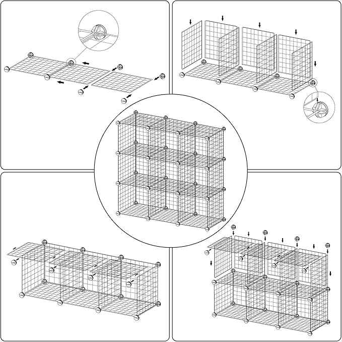 C&AHOME Wire Cube Storage, 9 - Cube Organizer Metal C Grids, Modular Shelves Units, Closet Organizer, Ideal for Home, Office, Living Room, 36.6”L x 12.4”W x 48.4”H, Pink UWCS3009P