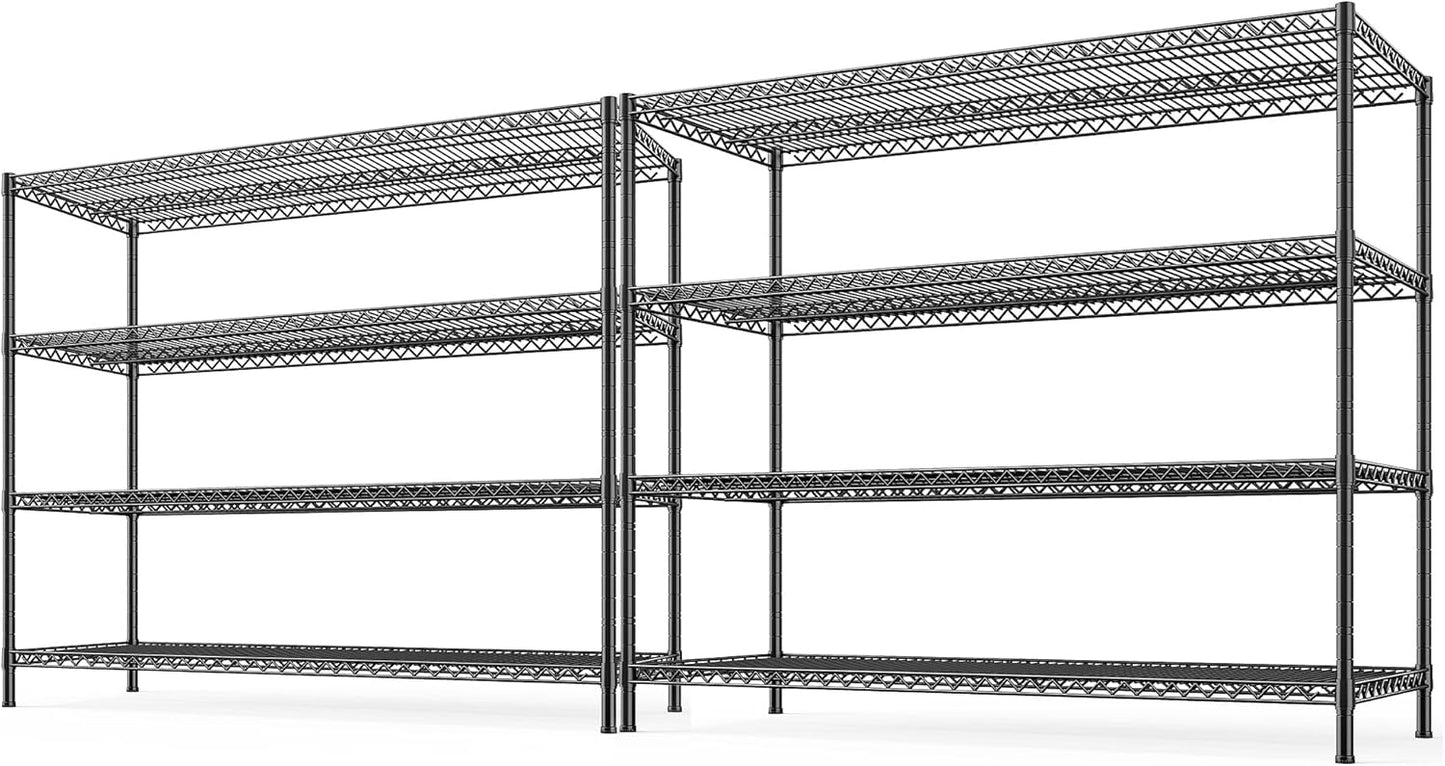 REIBII 2560LBS Storage Shelves 55.5"W Metal Shelving Unit 4 Tier Wire Shelving Commercial Adjustable Garage Shelving Heavy Duty for Storage Rack for Pantry, Garage, Kitchen,55.5"W x 18"D x 55.5"H,2PCS - NestledHome