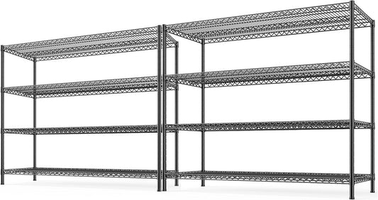 REIBII 2560LBS Storage Shelves 55.5"W Metal Shelving Unit 4 Tier Wire Shelving Commercial Adjustable Garage Shelving Heavy Duty for Storage Rack for Pantry, Garage, Kitchen,55.5"W x 18"D x 55.5"H,2PCS - NestledHome
