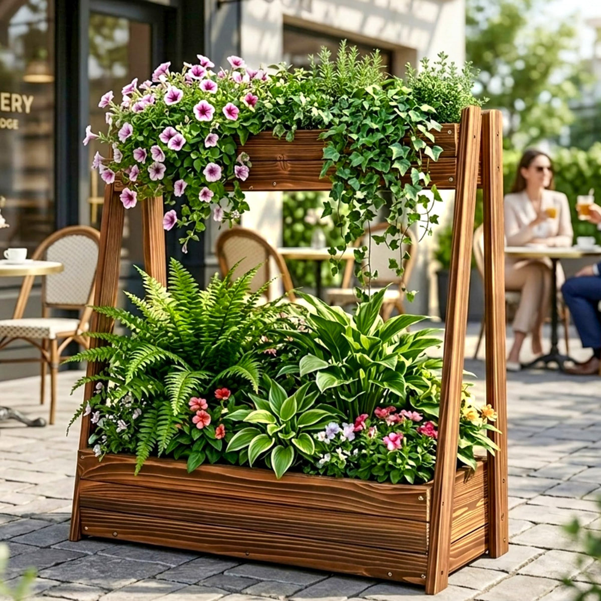 36" 2 Tier Freestanding Elevated Wooden Raised Garden Bed