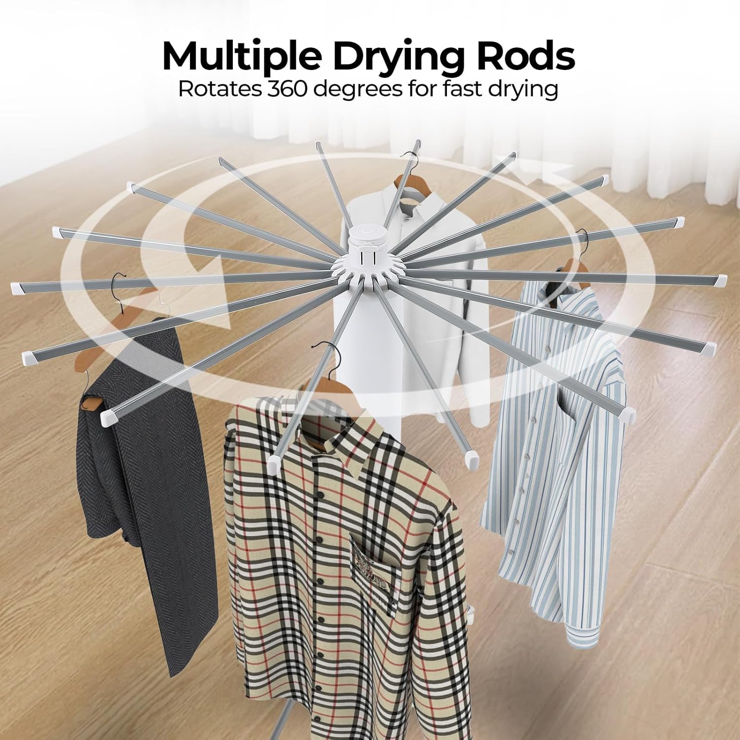 4-Legged Clothes Drying Rack Foldable,Octopus-Shaped Portable Laundry Drying Rack,Outdoor and Indoor Collapsible Drying Rack with 4 Pulleys,2 Tier - NestledHome